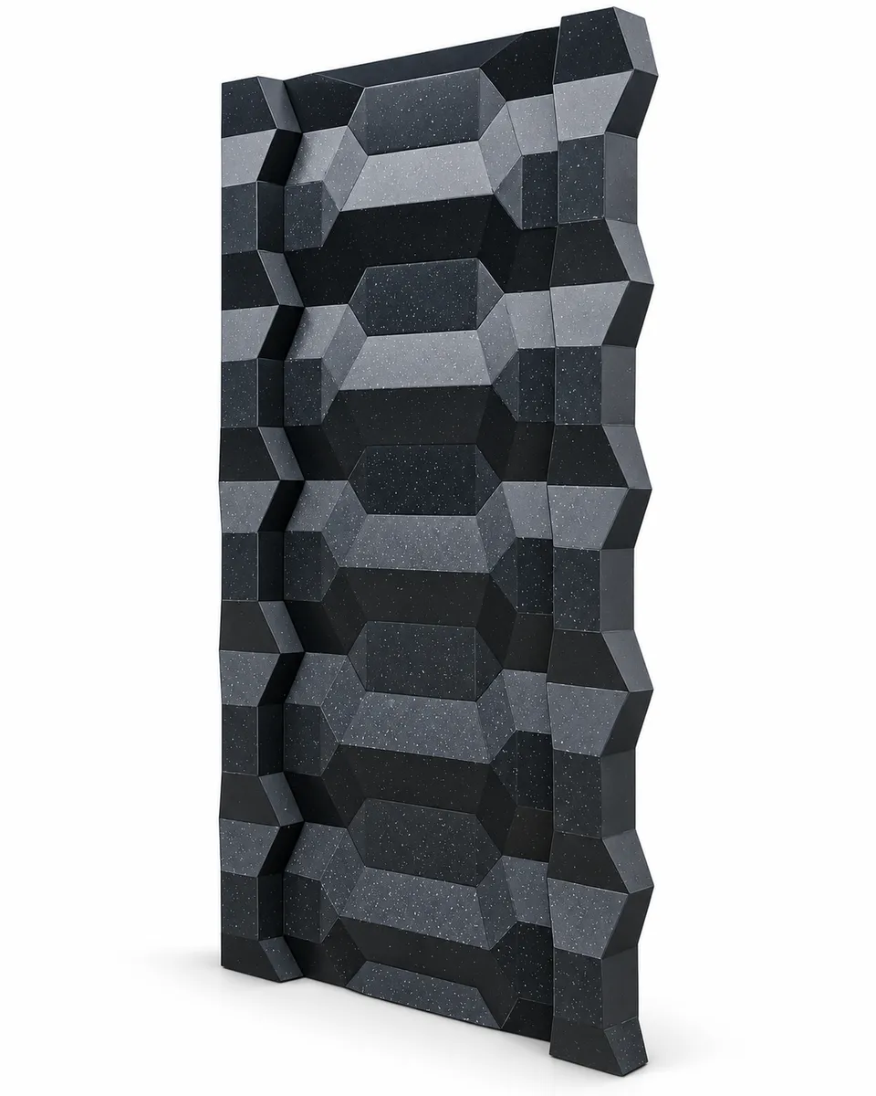 Antrasit renkli dokulu katlanmış 3D kompozit panel örneğimiz